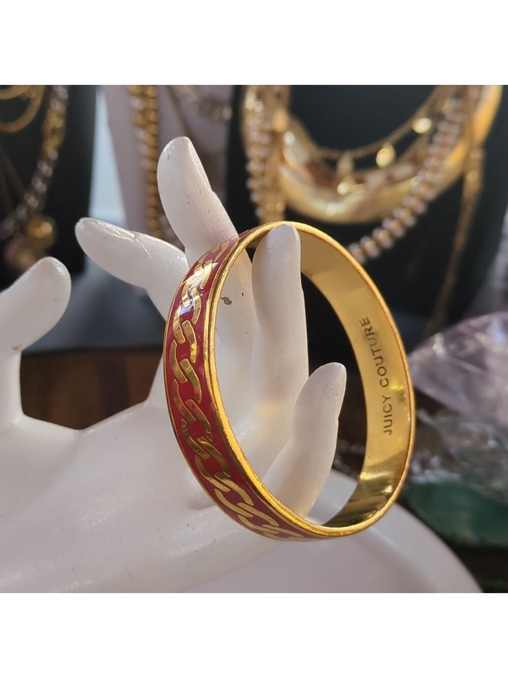 Juicy Couture Classic Red Enamel With‎ Gold Plated Bangle